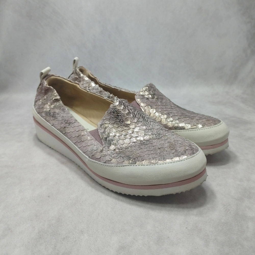 Ron White Nell Nappa Leather Ultralight Slip on Wedge Sneakers Pink Rose EU 39